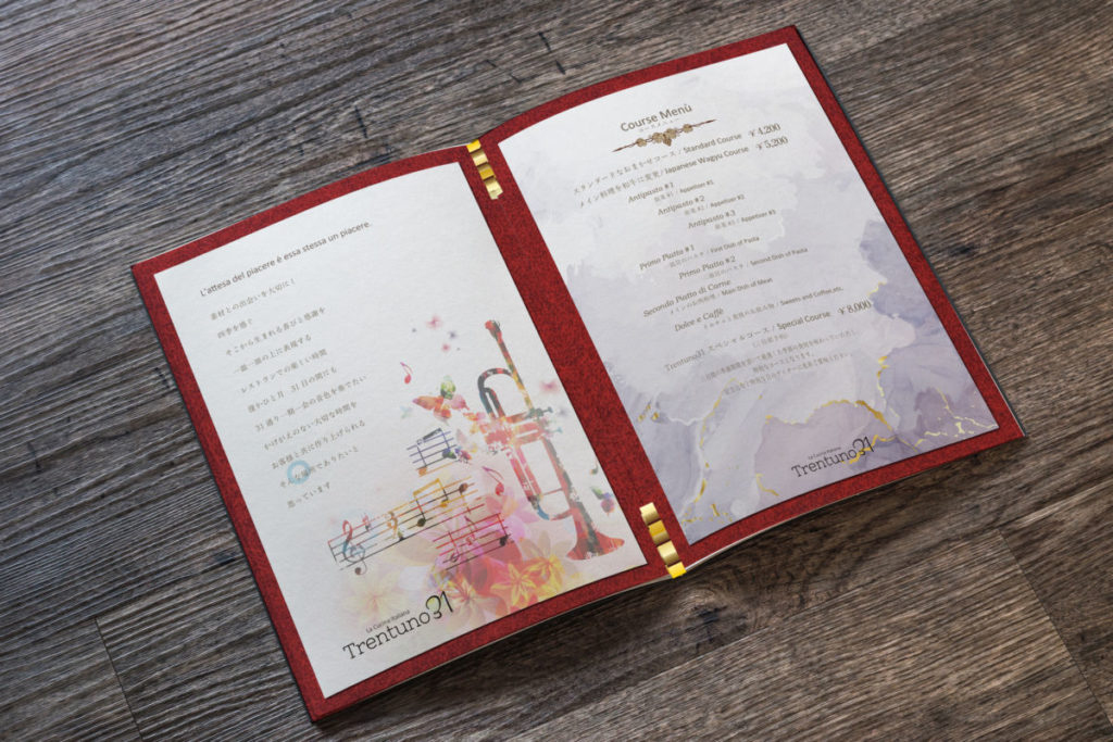 Trentuno31_menu book